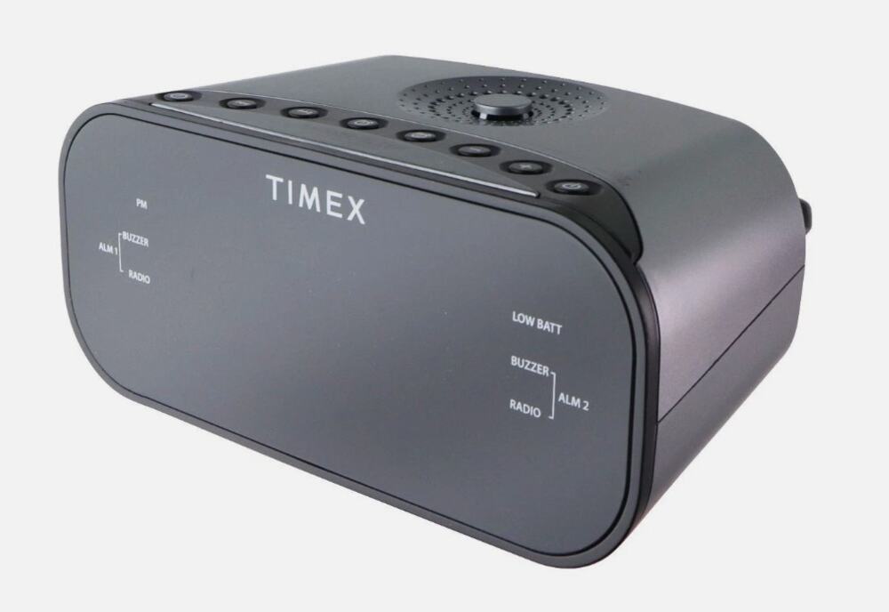 Timex AM/FM Dual Alarm Clock Radio with 1.2-Inch Display and Line-In Jack - Gray